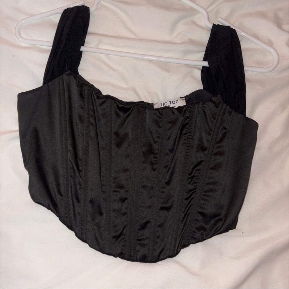 corset style tank with mesh top